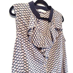 SALE! Tory Burch Sz: 14 |Sleeveless Geometric Print Blouse | Silk |Career Clas…